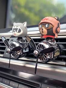 Wind Rotating Propeller Cool Fun Bear Pilot Car Air Fresheners Cartoon Dog Husky Vehicle Air-Conditioning Vent Clip Perfume Airplane Automotive Fragrance Diffuser Aromatherapy Ornaments Fan Aroma Pendant Windmill Outlet Interior Accsesories Decorations For Men Scent Flavor Fresh Smell Gifts Birthday Graduation