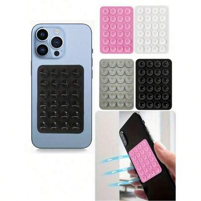 1pc Multi-Functional Square Silicone Suction Cup 24-Hole Mobile Phone Holder, Strong Adhesiveness, Suitable For Various Scenarios, Prevents Phone Dropping, Video Shake And Selfie, Thick 6g Silicone Suction Cup, Silicone Phone Suction Cup, Square 24-Piece Silicone Suction Cup Phone Holder