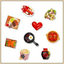 5pcs New Lifelike 3D Food Fridge Magnets, Popcorn, Lobster, Roasted Chicken, Wine Jar, Pot, Cute Decorative Items For Office, Kitchen, Whiteboard, Storage Cabinet, Dishwasher, Home Decor, Valentine's Day Gift