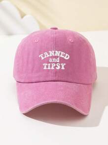 1 件女式“TANNED AND TIPSY”刺绣软顶棒球帽，可调节帽檐，透气户外遮阳帽，适合户外、运动、露营、度假的礼物 - A - 查看 30