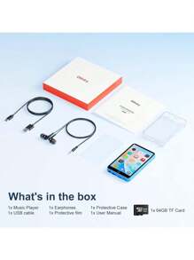 Oilsky MP3 播放器，带蓝牙和 WiFi，MP3 和 MP4 音乐播放器，带 Spotify、Music、Deezer、Audible、浏览器，4.0 英寸 IPS 触摸屏安卓播放器，带扬声器、FM 收音机，最高 512GB - 藍色 - 查看 7