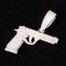 1 件冰枪项链吊坠男士街头文化爪镶饰品方晶锆石嘻哈珠宝