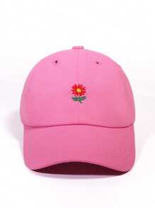 1 pieza Gorra de béisbol con bordado floral unisex para niños, linda y versátil, corona suave, ala curva, transpirable, para deportes al aire libre, campamento, protección solar