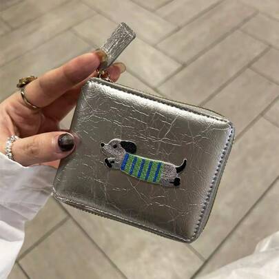 Cartera de mujer de alta calidad de piel sintética de estilo popular Ins, billetera plegable coreana minimalista para estudiantes femeninas