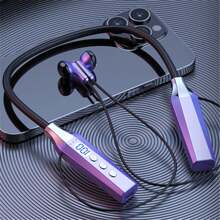 1pc Magnetic Design Button Control Soft Silicone Flexible Neckband HiFi Stereo Wireless Earphones, Fashion Wireless Music Headphones With 60 Hours Playtime