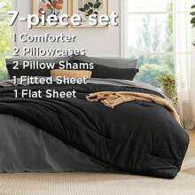 Comforter Set - 7 Pieces Ultra-Soft Boho Comforter, Machine Washable, With Sheets, Pillowcases & Shams,  Fits Mattresses
