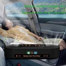 双核太阳能空气净化器，静音电子除臭器，高效去除车内异味，USB 充电，免维护 - 黑色 - 查看 1
