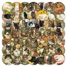 54 pièces Ensemble d'autocollants de gribouillis de chat, convient pour le scrapbooking, le papier décoratif, le journal intime, le cahier, l'ordinateur portable, le pare-chocs, la planche à roulettes, la bouteille d'eau, l'ordinateur, les dessins animés, le casque, la voiture - Apportez de la joie à votre vie, cadeau parfait pour les adultes et les enfants