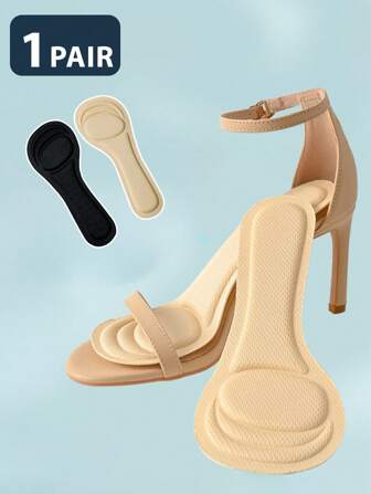 1 Pair 3/4 Length Foam Self-Adhesive Shoe Insoles, Sweat-Absorbing, Anti-Slip For High Heels, Sandals And Slippers, Women, Fall