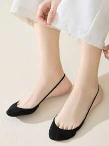 4 cặp/bộ Của phụ nữ Mùa hè Dây đeo Vớ hình thuyền , Vô hình Một nửa Vớ , Không trượt Vải lót Vớ - Đen và trắng - Xem 5