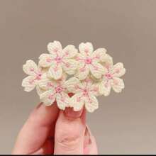 4pcs Knitted Embroidered Solid Color Flower BB Hair Clips, Gentle Style Hair Accessories Claw Clips Hair Claws Hair Barrettes, School Stuff, Vacation Outfits Woman, New Years - White+Blue+Yellow+Pink - View 8