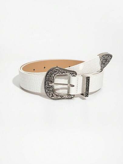 1 件女士黑色朋克西部风格装饰腰带夏季、学校秋季、秋季、万圣节