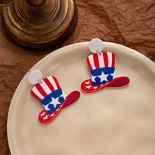 1 对亚克力耳环，带有心形、彩虹、恐龙、嘴唇图案，欧洲和美国独立日新款耳坠 - 彩色 - 查看 4