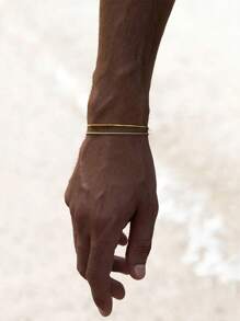 1条男士嘻哈风格多层链条设计个性化手链 - 銀色 - 查看 1