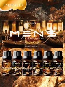 EMBRACEX. 6瓶/套男士香氛精油套装 | 古龙水、烟草、檀香、龙涎香、苦咖啡、威士忌香氛蜡烛香氛精油，适用于蜡烛制作、芳香疗法、父亲节礼物、送给爱人的礼物、男士礼物 - Men's Essential Oils Set - 查看 6