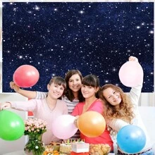 1 件外太空星空派对装饰摄影背景，星空派对装饰旗帜由涤纶面料制成，有多种尺寸可供选择，适合男孩或女孩的生日派对