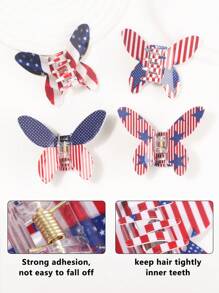 1 PIEZA Clip de pelo de 10 CM con bandera estadounidense impresa por ambos lados en PVC en forma de mariposa