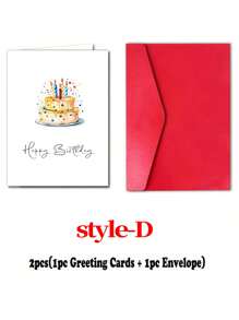 2pcs/12pcs Colorful Birthday Cake Design Greeting Cards With Envelopes - Six Bright Colourful Fun Birthday Cards - Perfect For Birthdays, Thank-You Cards & Special Occasions