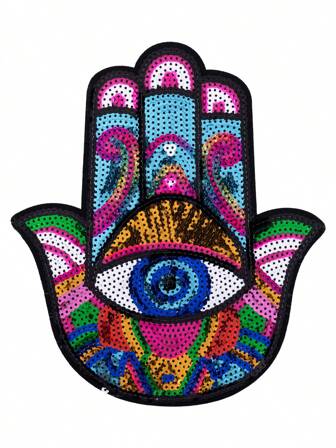 1 st stor storlek Stryk-på-lapp med onda ögon, gör-det-själv-klädestillbehör, broderad sömnadsapplikation för kläder, skor, väskor, sommardekor, skola