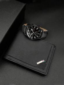 Gift Set - Classic Quartz Watch, Wallet And Gift Box, Wedding, Birthday, Anniversary, Teacher's Day, Company Party, Employee Gifts, Business Men's Accessories