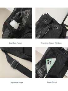 Swimming Bag, Mesh Drawstring Backpack With Wet Pocket, Beach Bag, Gym Workout Gear Bag, Sports Storage Tote, Handbag & Shoulder Bag