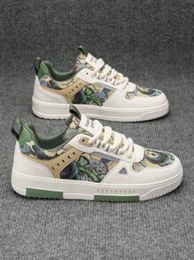 Herren Mode Graffiti-Muster zufälliges Muster Skate Lässig Segeltuch Sneaker, leicht und bequem mit dicken Schnürsenkeln, Streetstyle geeignet für Teenager und Studenten