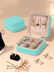 1pc Mini PU Leather Travel Jewelry Box, Portable Jewelry Storage Case For Rings, Earrings, Necklaces, Waterproof & Dustproof, Perfect Gift For Christmas And Birthday Summer Travel, Vacation Home Bathroom Decor