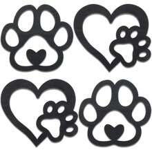 4 piezas de decoración de pared de madera vintage con huella de pata de perro y corazón, arte de pared con huella de pata de perro, decoración de retrato interior, regalo perfecto para mamás de perros - para fiestas del Día de la Madre, decoraciones de primavera de graduación, regalos para amantes de los perros en días festivos, decoración de habitaciones, decoración de jardín, decoración de bodas, decoración del hogar