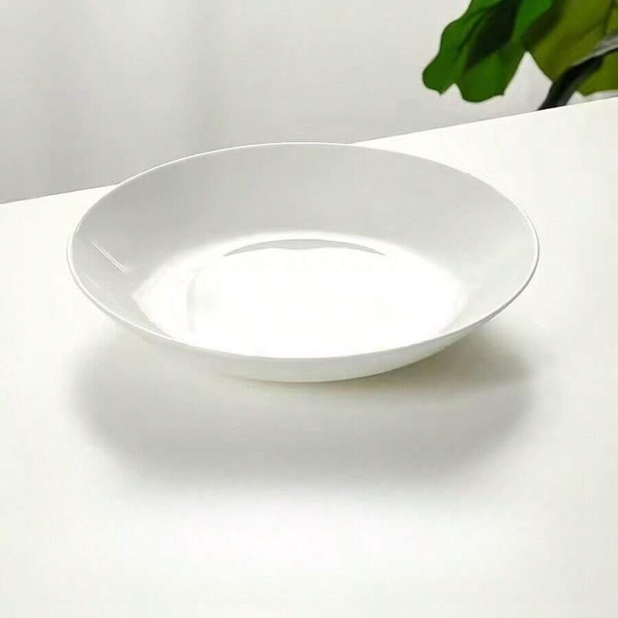 2pcs/4pcs/8pcs, 8 Inch White Jade Porcelain Plates, Ceramic Material, Simple Design, Simple Yet Elegant, Versatile Shape, Enhancing Dining Experience, Deep Plate, Ceramic Plate, Round Plate, Serving Plate, Tray, Essential For Home, Hotel, Restaurant, And Canteen - White - View 1