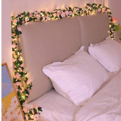 1 件粉红玫瑰装饰灯串，电池供电的仙女灯，适用于卧室、客厅、派对、婚礼、家庭、庭院、小路、节日派对用品、季节性装饰、壁炉、四季装饰 [不含电池]