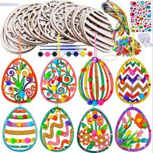 Easter DIY Wooden Egg Craft Kit - Paint Your Own Holiday Decorations, Suitable For Spring Classroom Activities And Home Decoration - Multicolor - View 1