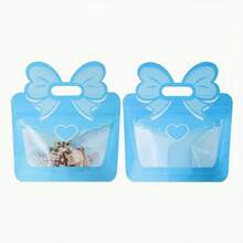 10 piezas de bolsas de regalo con lazo - Bolsas autosellantes - Empaque de tarjetas postales pequeñas - Artículos decorativos de caramelos y meriendas con lazo para llevar - Bolsas de plástico con soporte