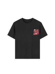 T-shirt col rond à manches courtes imprimé amusant, style décontracté, pour jeunes filles, été