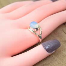 925 Sterling Silver And Brass Onyx Gemstone Jewelry Ring ~ December Month Birthstone ~ Natural Crystal Gemstone Ring ~ Gift For Valentine Day - 乳白色蛋白石 - 查看 2