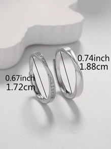 1 对时尚简约莫比乌斯环情侣戒指，铜镀金，适合情侣礼物和情侣指环