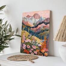 1幅装裱帆布墙画，抽象山水花卉风景海报，色彩缤纷的山景植物印花，柔和色调简约墙画海报，现代家居、办公室、浴室、卧室、宿舍装饰画，生日、毕业礼物 - 彩色 - 查看 5