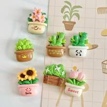 7pcs Green Plant Design Magnets - Vibrant Decor For Kitchen, Office Etc., Whiteboard, Cabinet, Storage Organizer, Classroom, Home, Kitchen, Office Cute And Fun Magnets, Oval Shape ABS Acrylic Kitchen Decor, Personalized Fridge Magnets, For Home, Office, Whiteboard, Storage Cabinet, Dishwasher, Christmas, Thanksgiving Holiday Gifts