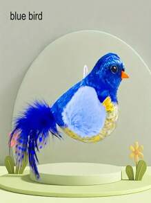 互动毛绒会说话的猫鸟玩具，具有逼真的鸣叫声，由合成纤维制成，带有人造羽毛，无需电池，卡通设计，适合室内猫咪活动和玩耍