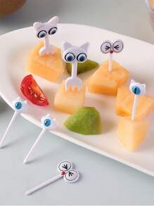8pcs/16pcs Cartoon 3D Cat Eye Fruit Picks, Party Mini Dessert Display Sticks, DIY Sushi Rice Ball Accessories Set, Reusable Bento Lunch Decoration Forks - Cat's Eye Fruit Fork - View 3