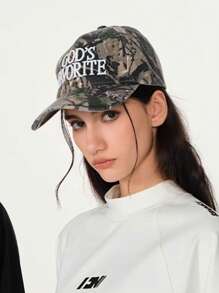 Vintage Camo Baseball Cap, Women's 3D Embroidery Print Street Snapback Hat, Cool Unisex Cap - A - View 12