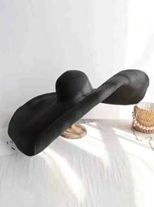 1pc Foldable Boho Style Oversized Brimmed Straw Sun Hat, Fashionable & Versatile, Suitable For Women Beach Holiday - Straw Hat - View 10