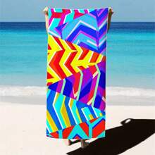1pc Colorful Printed Beach Towel, 100% Polyester, Lightweight, Quick Dry, Absorbent, Modern Style, Rectangular Shape, Hand/Machine Washable, Suitable For Yoga, Travel, Swimming, Beach, Fitness, Camping, Bathroom, Valentine's Day, Birthday Gift Beach Essentials - Multicolor - View 14