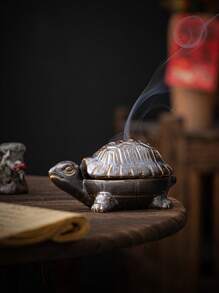 1pc Vintage Turtle Shaped Ceramic Incense Burner, Aromatic Art Decor For Tea Room, Bathroom, Living Room, Suitable For Incense Burning Gifts Birthday Graduation