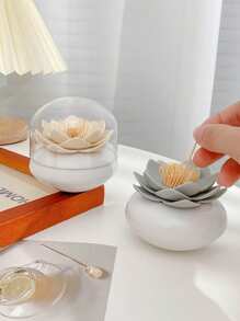 1pc Flower Design Toothpick Holder, Lotus Toothpick Storage Box For Household