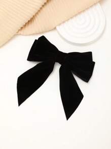 1pc Women's Solid Color Flocked Bow Hair Clip, Elegant Cute Hair Accessory For Everyday Princess Hairstyle, Gift