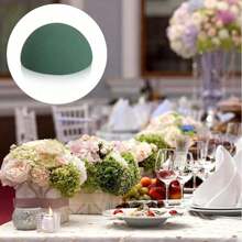 1 Pack Green Dried Round Floral Foam Half Spheres - Reusable, Easy-To-Cut Craft Foam Blocks For DIY Arrangements, Weddings, Parties, Home Decor - Seasonal Floral Foam For Artificial Plants