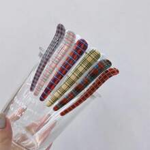 5 件格子发夹，简约格纹鳄鱼皮发夹，时尚英伦时尚刘海夹爪夹发夹发夹，学校用品 - 彩色 - 查看 2