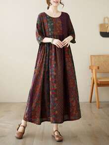 Bluzki, Sukienki damskie, Sukienki damskie w dużych rozmiarach, Arabskie ubrania na co dzień, Sukienka w paski, Letnia spódnica swobodna z okrągłym dekoltem i bez rękawów