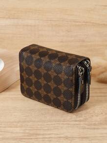 Cartera de monedas versátil y de moda, portamonedas con doble cremallera y organizador de tarjetas múltiples para almacenamiento de tarjetas de crédito, minimalista y ligero, moderno, para negocios, como regalo de aniversario, Navidad, San Valentín, cumpleaños, para mujeres, niñas, señoras, femenino, útiles escolares para dormitorio escolar y vuelta al colegio - Café - Ver 4