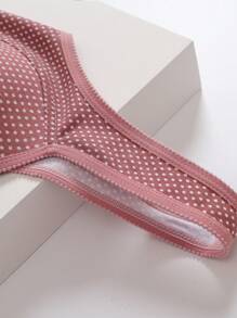 3pcs Polka Dot Decor Wire-Free Breathable Front Closure Sports Bra